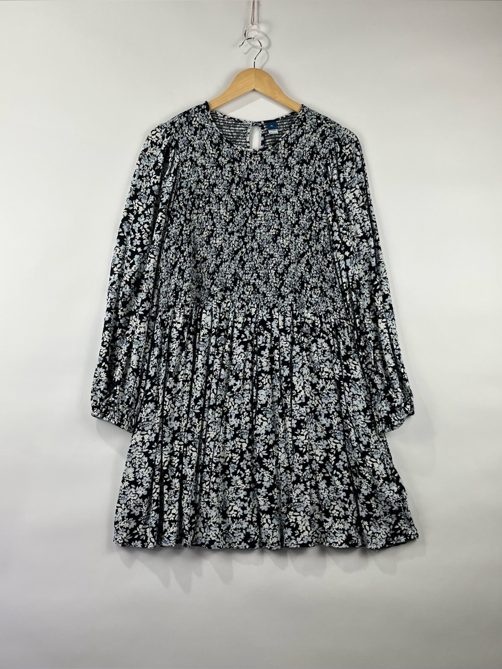 Old Navy Smocked Flowy Babydoll Dress Pockets Puff Sleeve Cottagecore XL